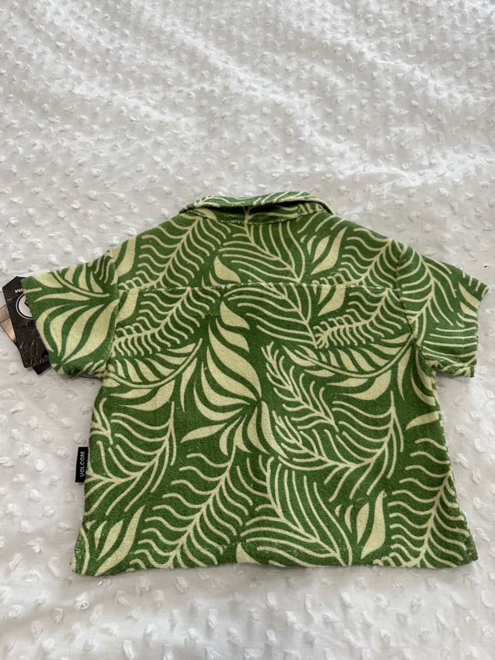 Volcom Vacation Surf Skater Boho  Cabana Beach Green/Cream Leaf Print Set Sz12M - Picture 6 of 11